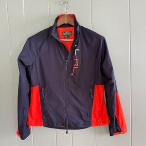 L-RL Lauren Active Ralph Lauren Vtg Colorblock Windbreaker Women M  Navy Orange